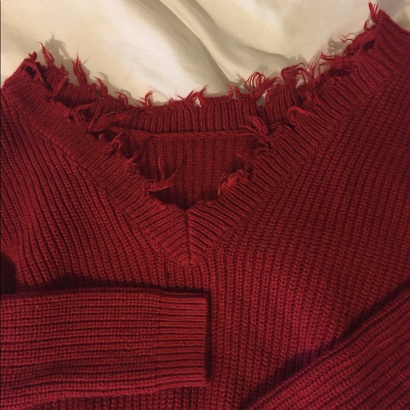 Distressed Red Sweater - Picture 6 of 6